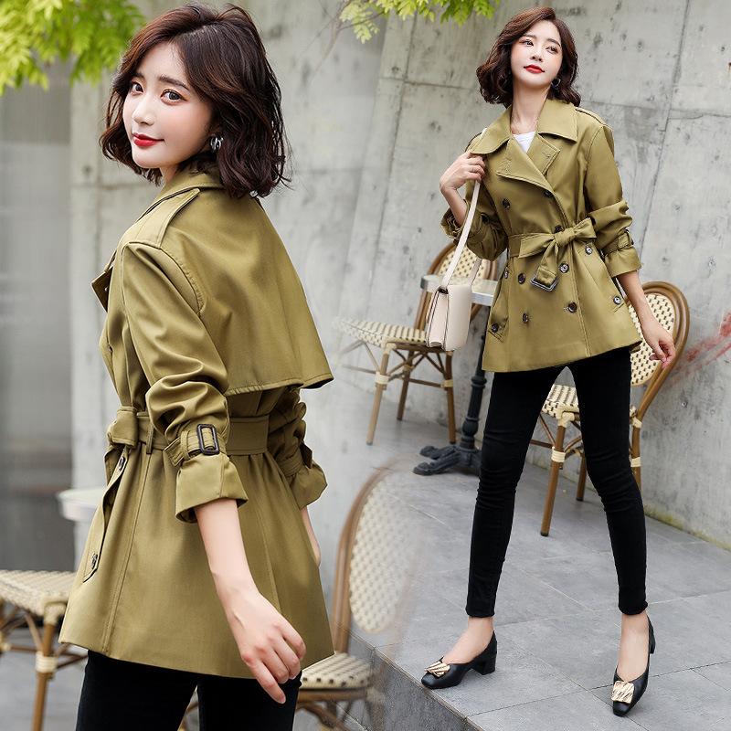 女装风衣春秋季气质百搭小香风休闲双排扣系带风衣矮小个子短外套