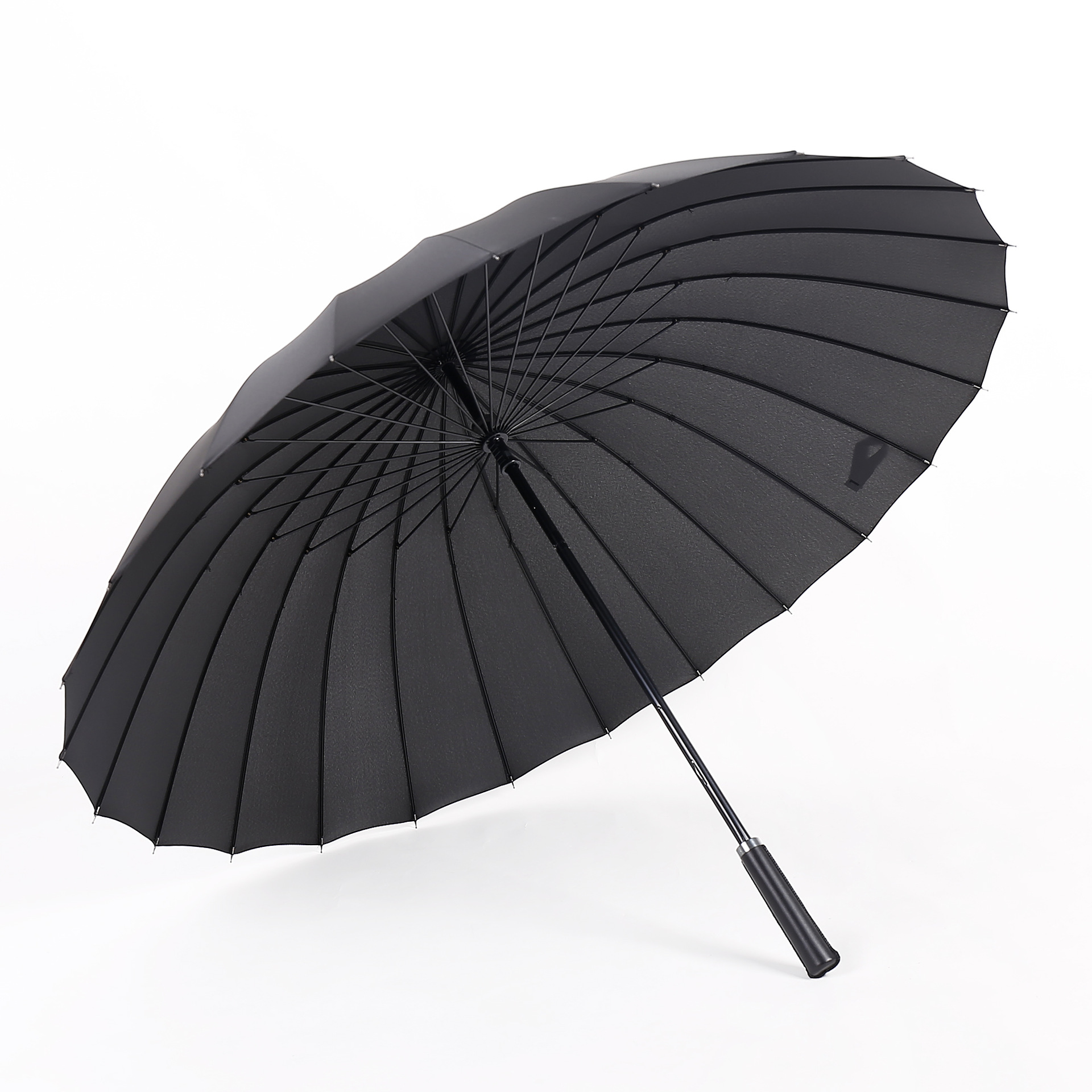 新24骨长杆防风雨伞复古中国风纯色木中棒直柄晴雨伞加固广告logo