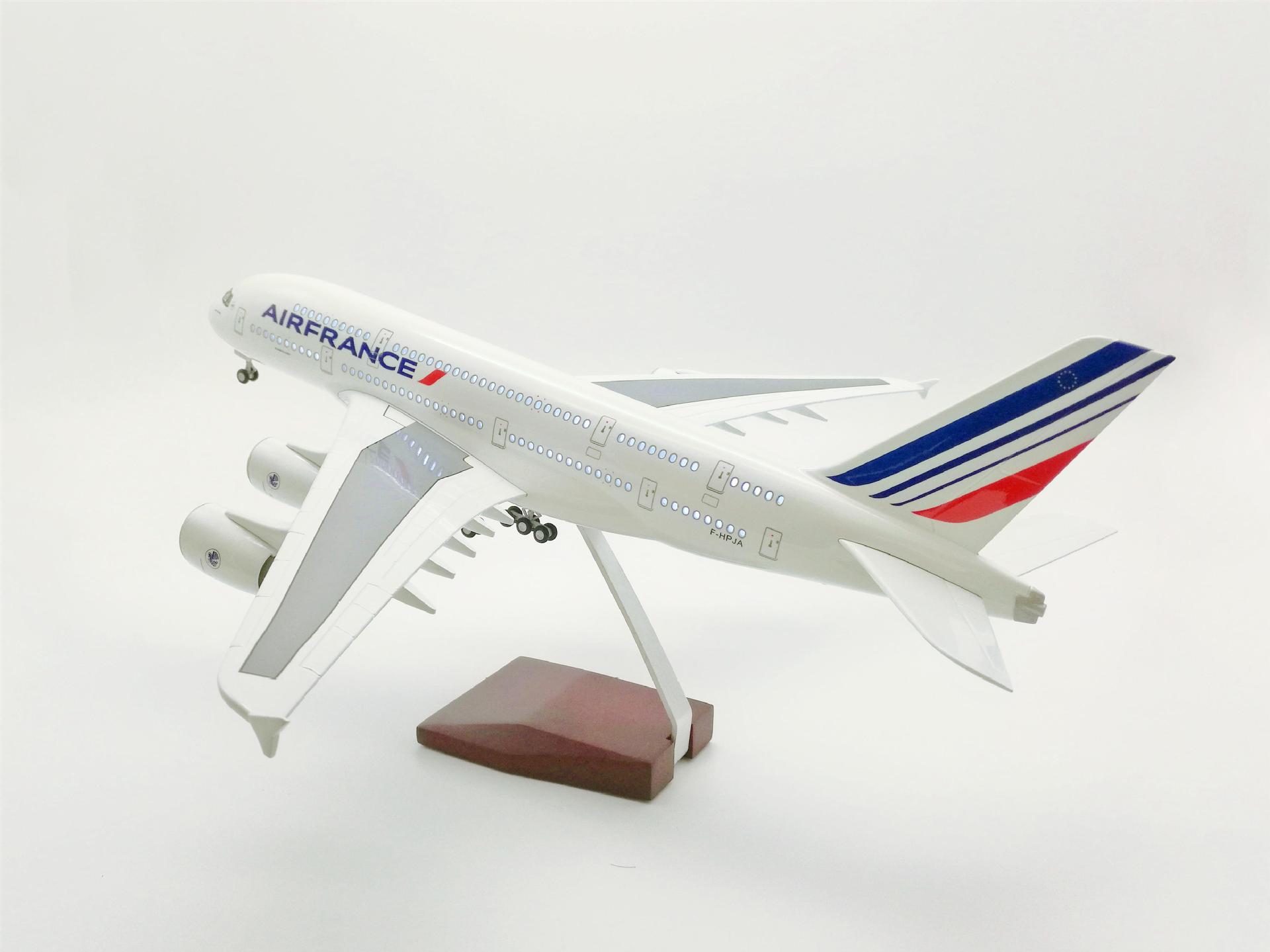 空客a380法国航空 带灯光起落架仿真民航客机飞机模型 航模礼品