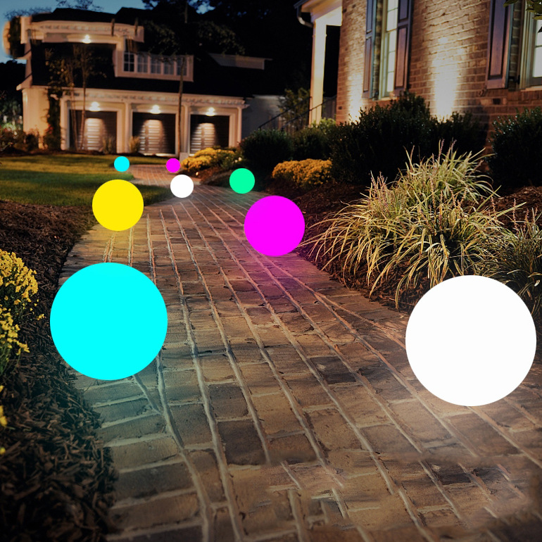 创意户外七彩led发光圆球灯园林景观落地庭院别墅装饰草坪插地灯