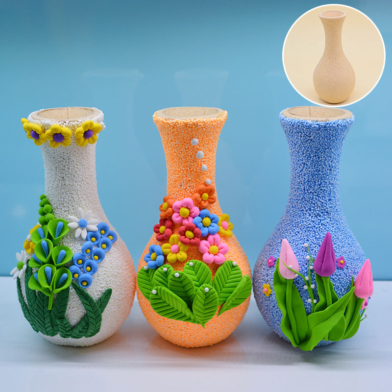 手工diy儿童木质花瓶白胚雪花泥珍珠泥粘土另购 模具益智玩具批发