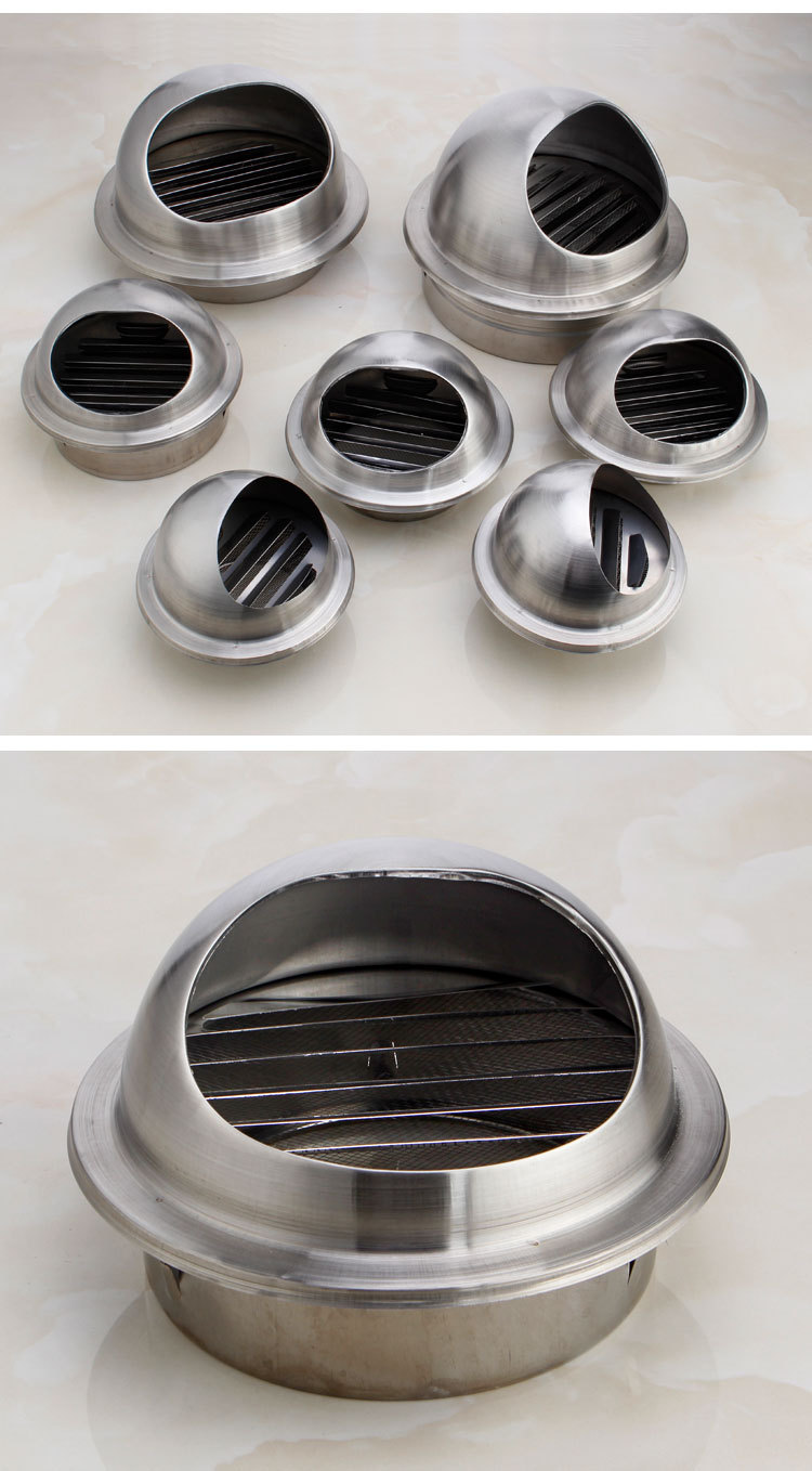 厨房油烟外墙出风口防风防雨排气罩不锈钢通风口风帽201透气帽