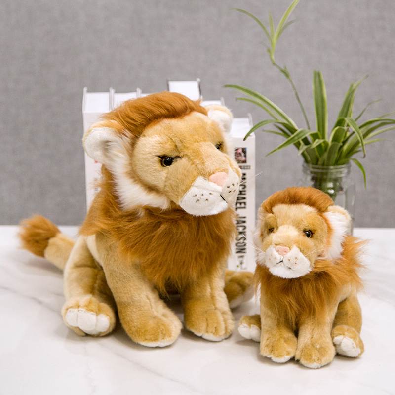 狮子玩偶跨境亚马逊仿真小狮子卡通森林动物公仔毛绒玩具