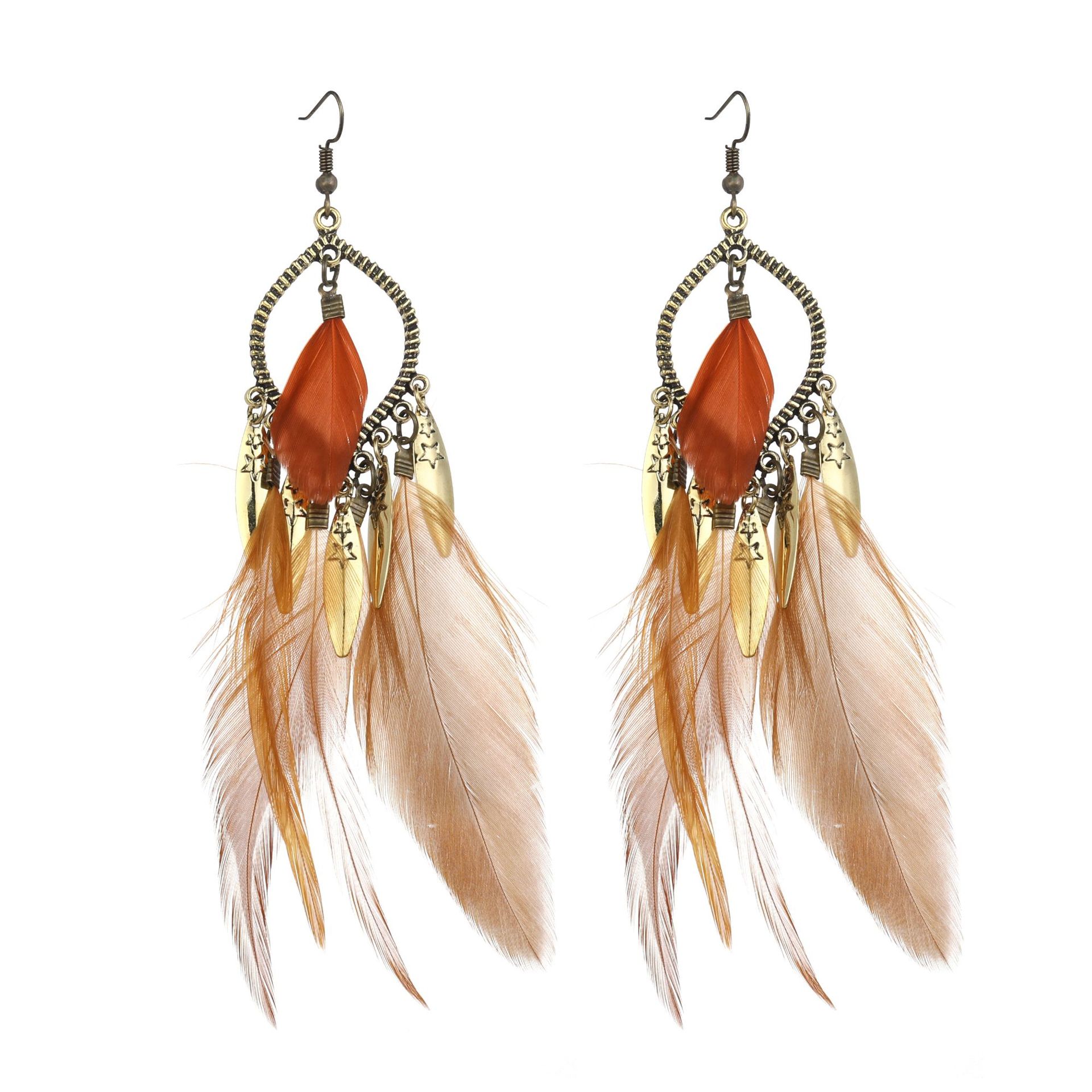 新款羽毛长耳环批发 个性欧美夸张耳环饰品饰品批发休闲耳饰