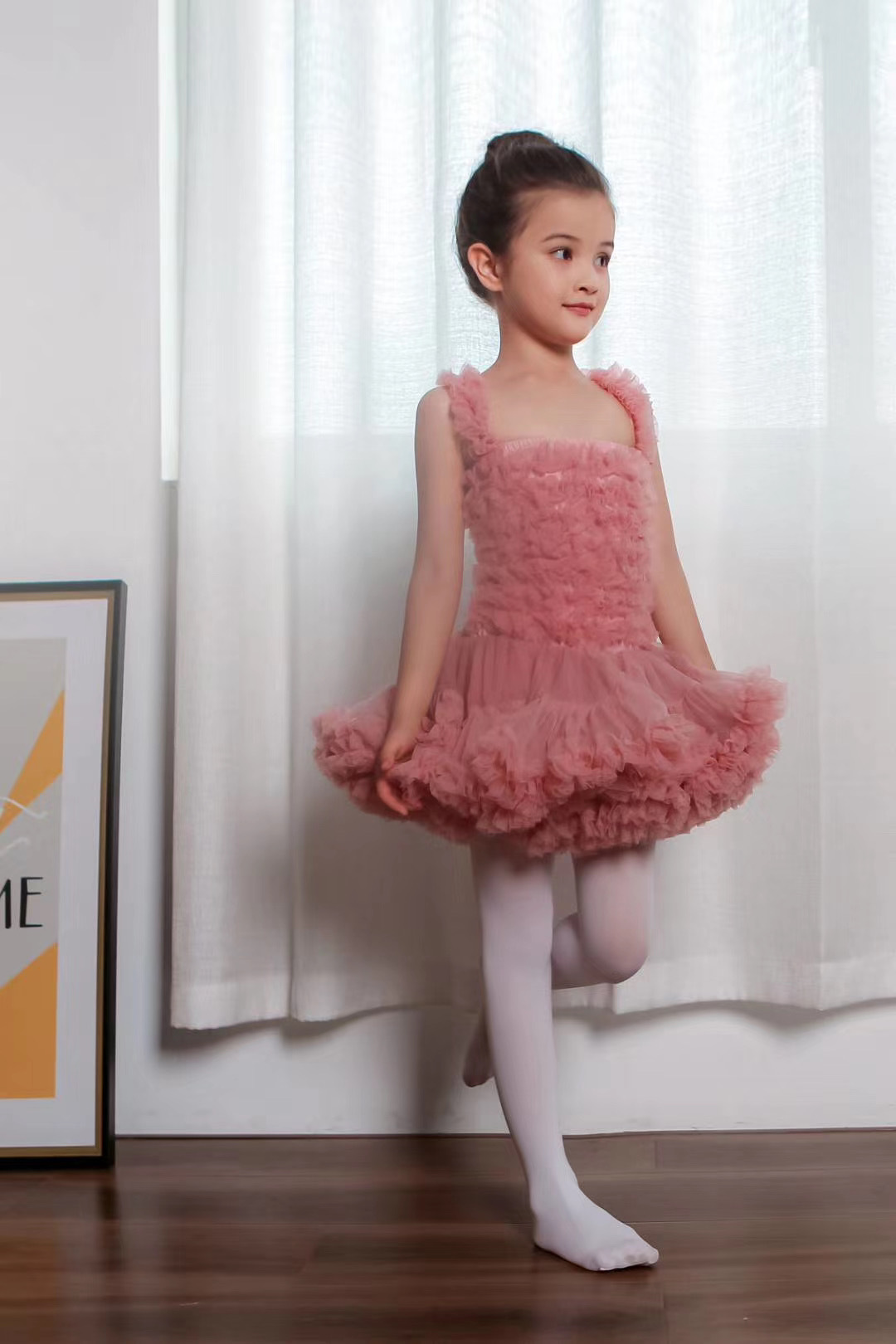 掌上千金 652天鹅绒儿童白色舞蹈连袜裤(1打6条)