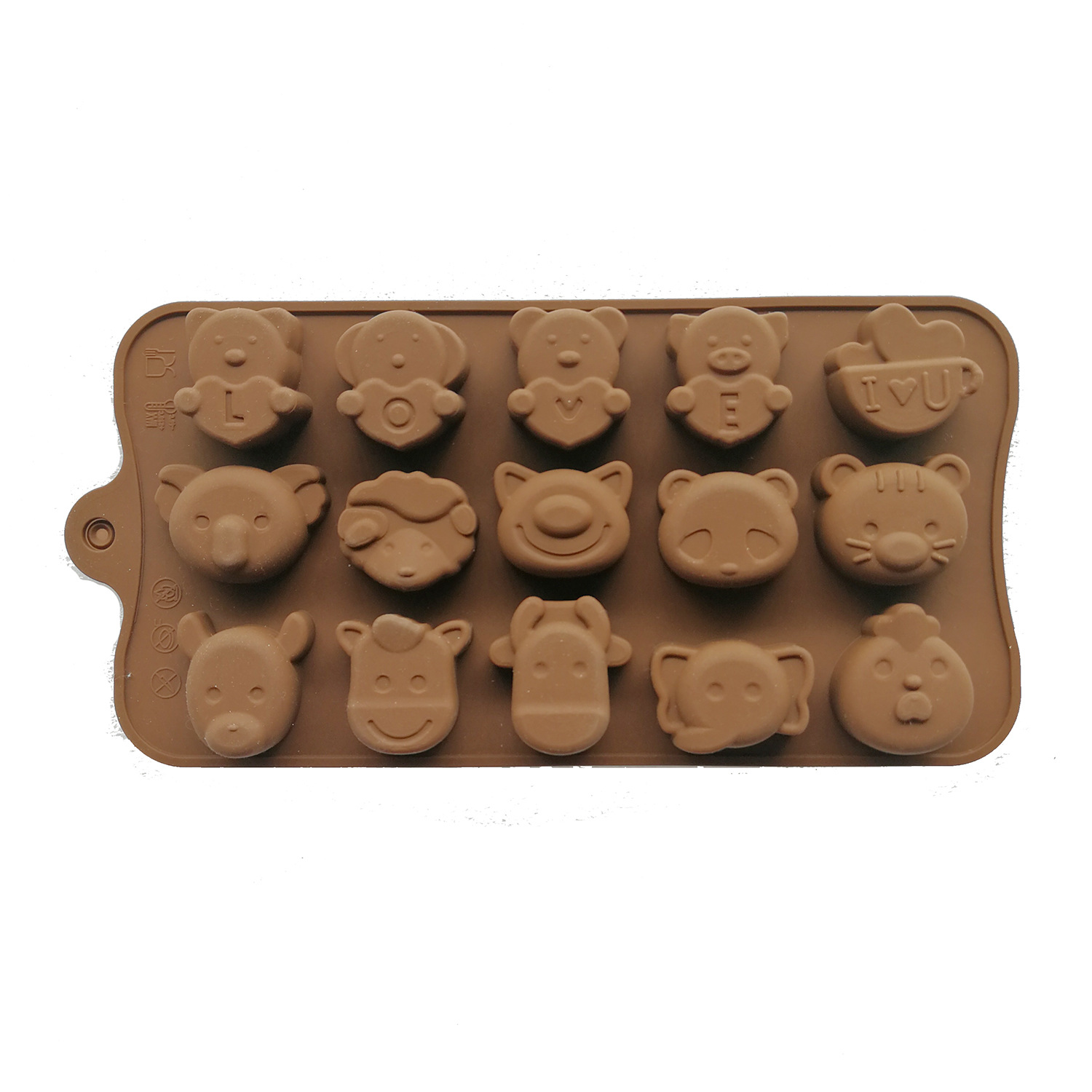 diy硅胶巧克力模具 动物熊猫love大象 蛋糕烘焙模具布丁果冻冰格