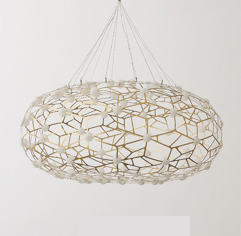 led后现代简约棋子满天星吊灯镂空不锈钢星空艺术吊灯金色餐厅灯