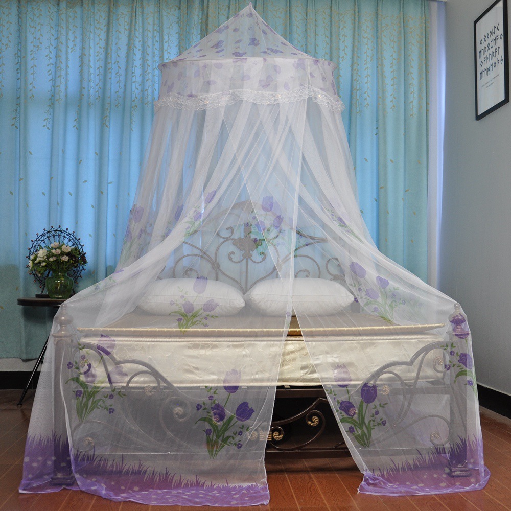 厂家直销公主圆顶吊顶蚊帐 加密加高落地宫廷吊挂印花蚊帐-阿里巴巴