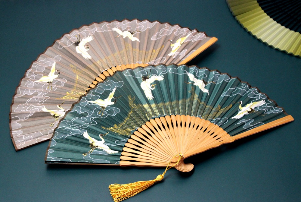 宋徽宗瑞鹤图折扇*汉服随身扇*仙鹤小扇子*国风折扇*女士摄影扇