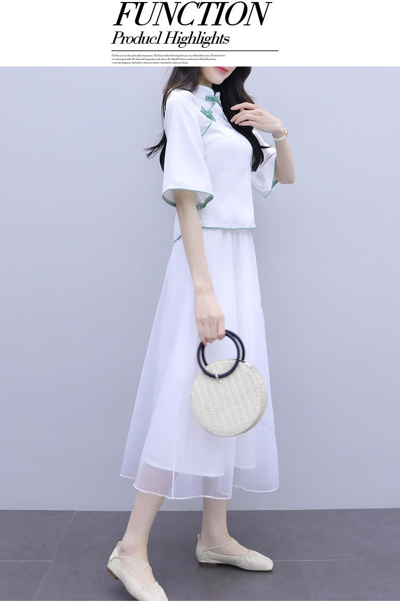 ht416民国风连衣裙夏季新款中国风仙女复古改良旗袍套装裙子