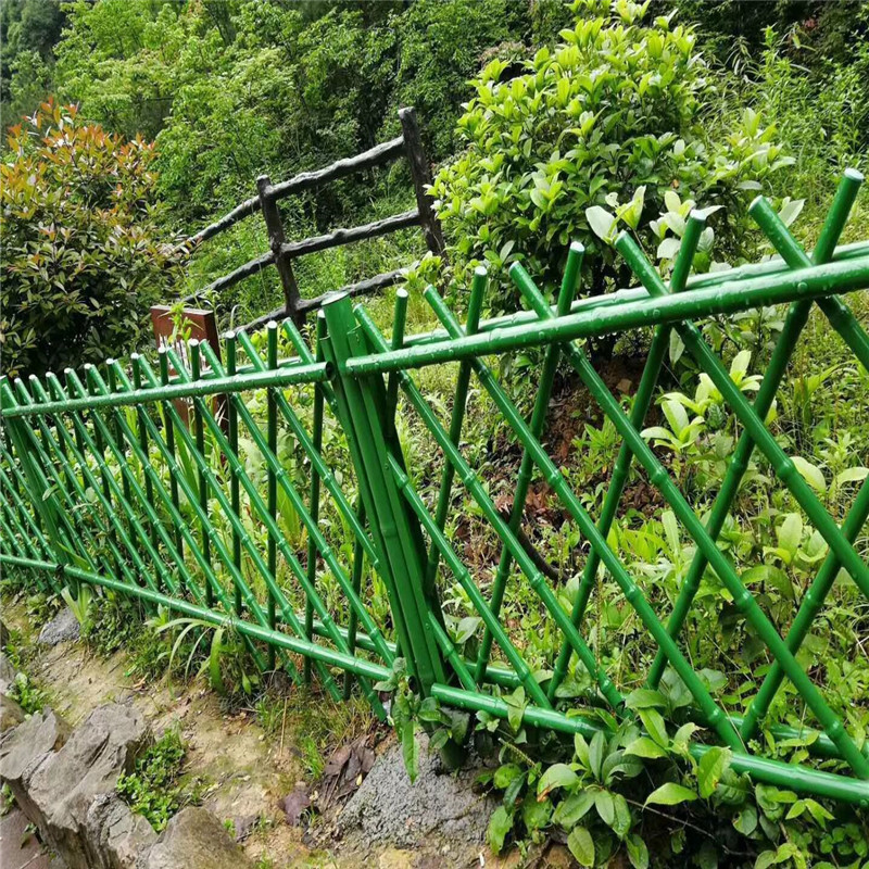公园景区生态竹节围栏篱笆不锈钢小区竹子栏杆栅栏绿色仿竹护栏
