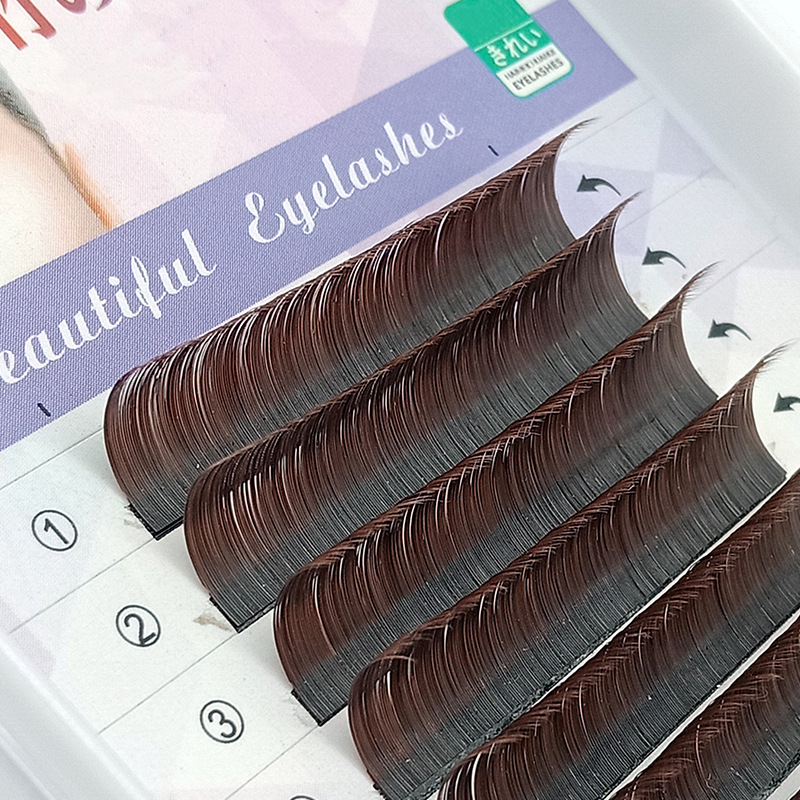 Simple Caramel Flat Hair Grafting False Eyelashes Silk Fiber Single Plant Eyelashes Natural Factory Wholesale