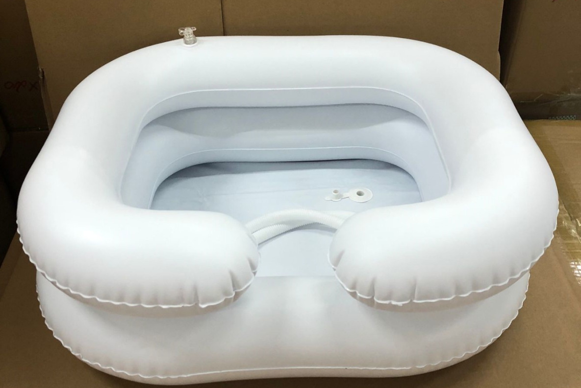 厂家供应pvc充气洗头盆 病人床上洗头盆 pvc双层洗脚盆加logo