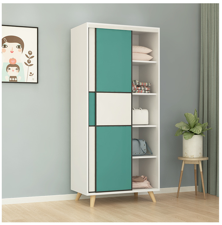 衣柜板式家用卧室滑动门现代简约经济型推拉门简易柜子储物大衣橱