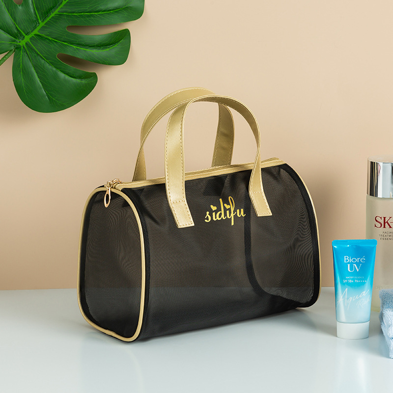 New Mesh Handbag Wash Makeup Travel Buggy Bag Transparent Bath Swim Bag Mesh Breathable Three-Piece Set