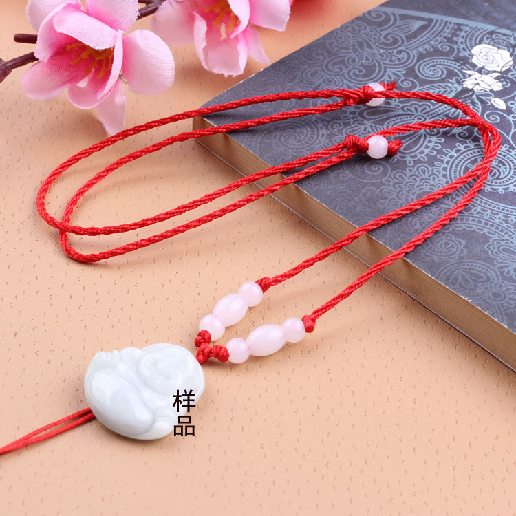 喵大福diy手工编织项链红绳子批发男女款翡翠水晶玉挂玉坠绳吊坠