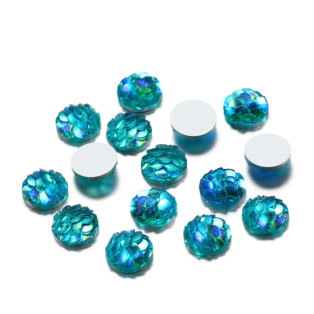 8mm圆形鱼鳞贴片树脂幻彩手工diy渐变彩色树脂鱼鳞片饰品配件材料