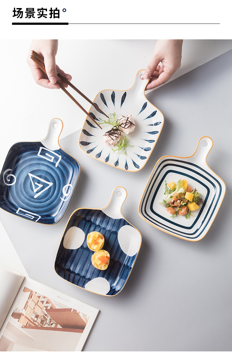 日式手绘家用陶瓷烤盘烤碗水果盘北欧西餐摆盘牛排盘烤箱烘焙餐具
