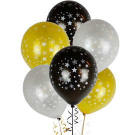 跨境热卖款12寸满印五角星乳胶气球生日派对现场装饰布置气球批发