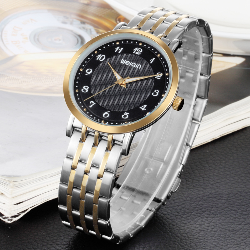 weiqin威琴经典简约数字情侣系列手表高档钢带防水男女石英表批发