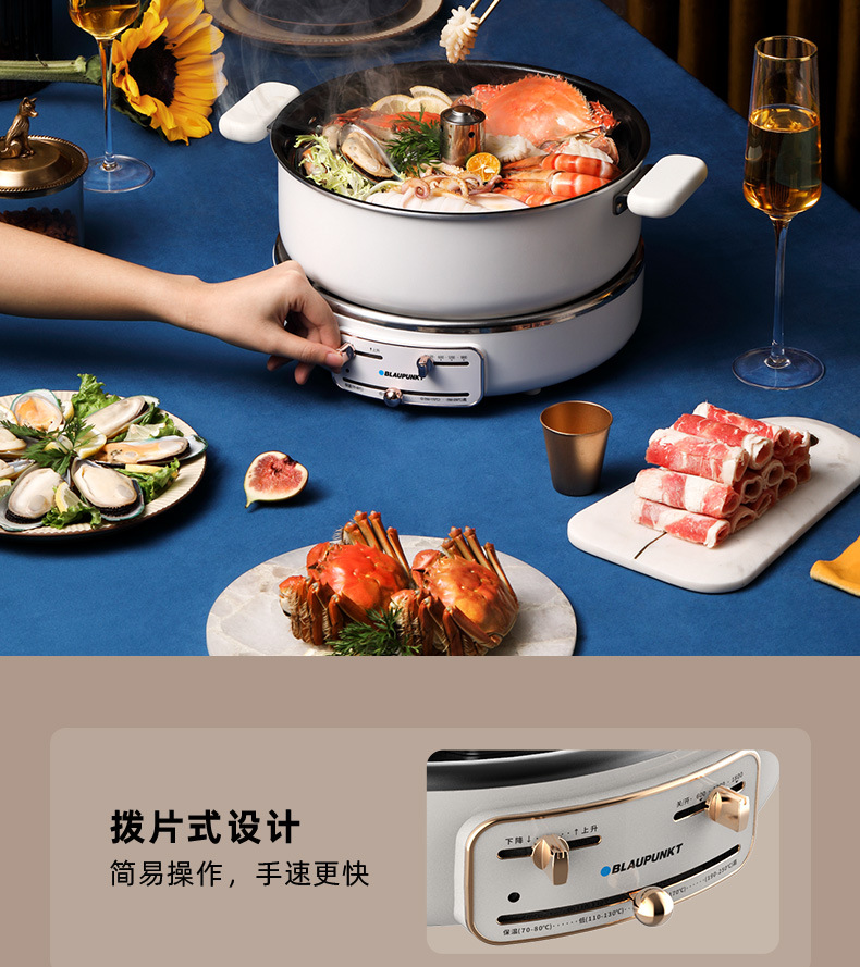 德国蓝宝自动升降火锅家用小型多功能一体锅智能分体电热锅电煮锅