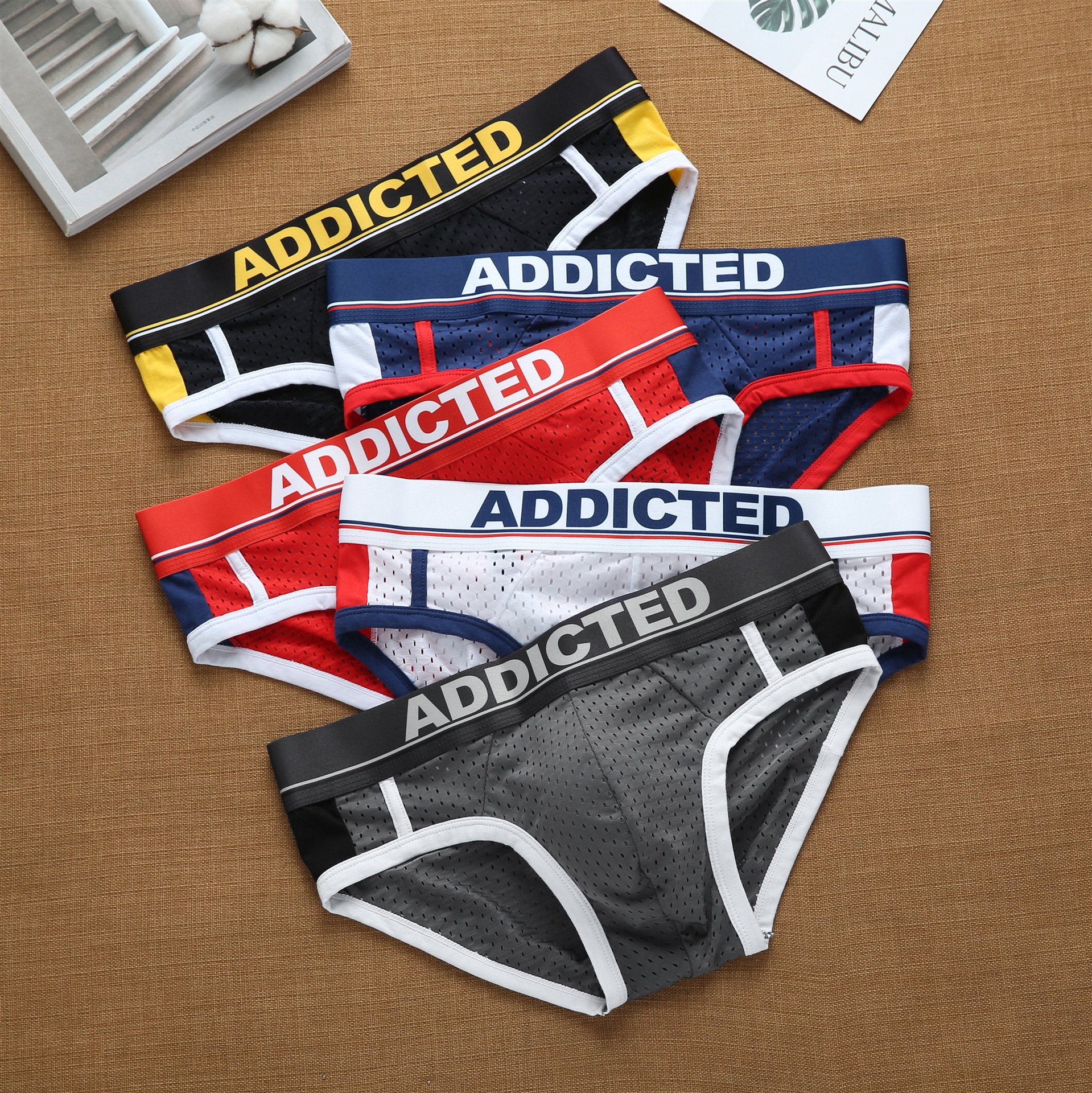 addicted男士网孔透气舒适夏天清爽内裤低腰弹力三角裤-阿里巴巴