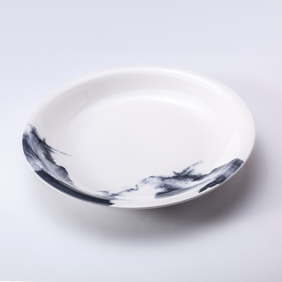 现货批发新中式菜盘高档创意陶瓷正德盘14寸 酒楼宴会高档大盘子