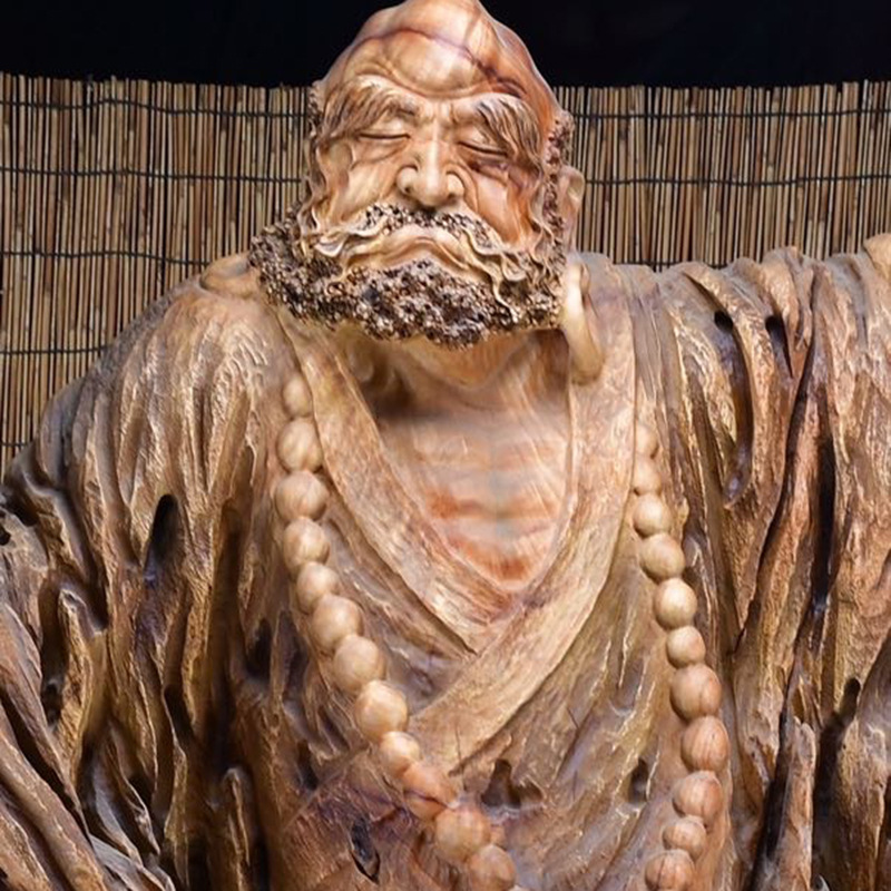 金丝楠木雕刻达摩祖师人物佛像摆件家居公司礼品木雕工艺品摆件