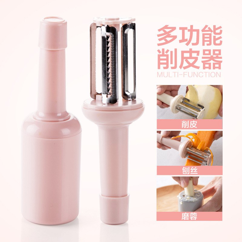 Three-Knife Headband Grinding Ginger and Garlic Can Store Potatoes Grater Peeler Kitchen Shaver Household Fruit Beam Knife