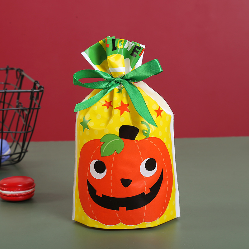 Halloween Foreign Trade Creative Drawstring Drawstring Pocket Biscuits Candy Bag Food Baking Drawstring Plastic Bag Packaging