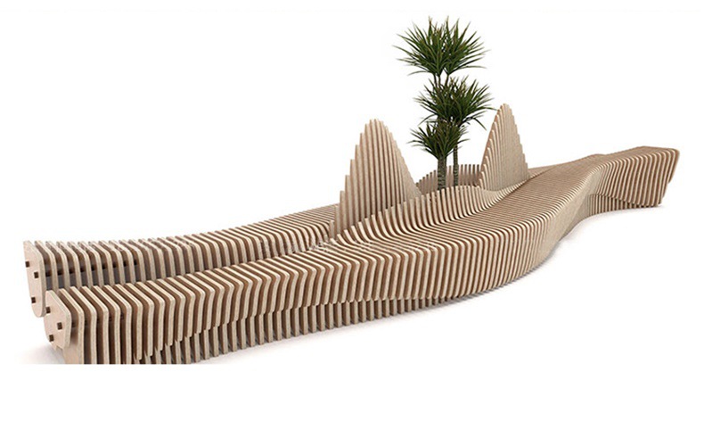 实木切片座椅商场美陈休闲椅酒店大厅艺术坐凳创意景观异形长凳