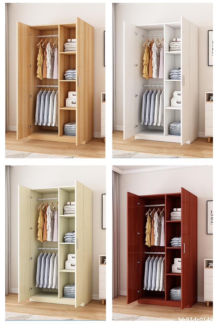 衣柜简易木组装客厅实木房间衣橱现代简约房屋铁架子多功能对开用