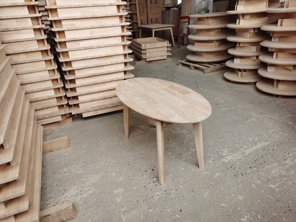 厂家直销北欧实木椭圆茶几白坯白茬白胚家具客厅实用简约时尚diy