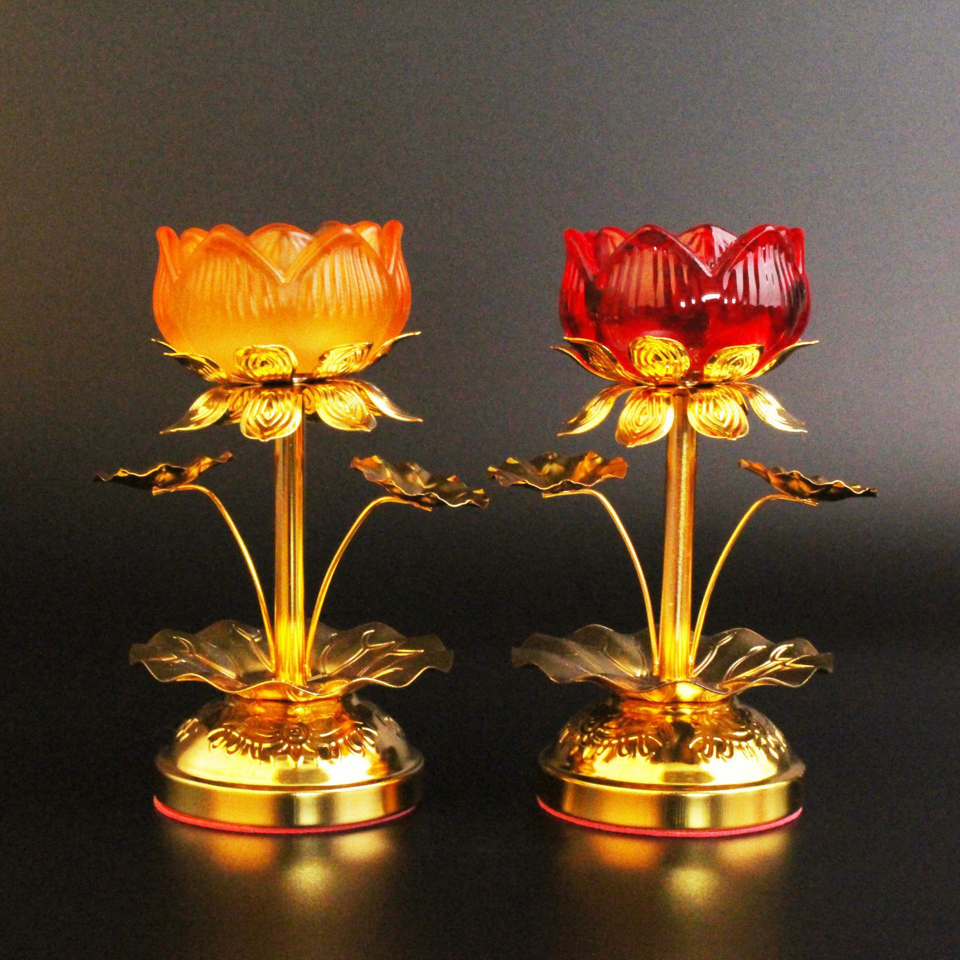 佛具用品高脚琉璃合金莲花酥油灯座 佛前供佛莲花灯长明灯批发