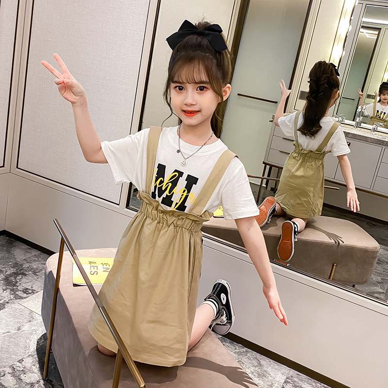 3儿童装4女童夏装连衣裙小孩5夏天6衣服7洋气背带裙子女孩套装8岁