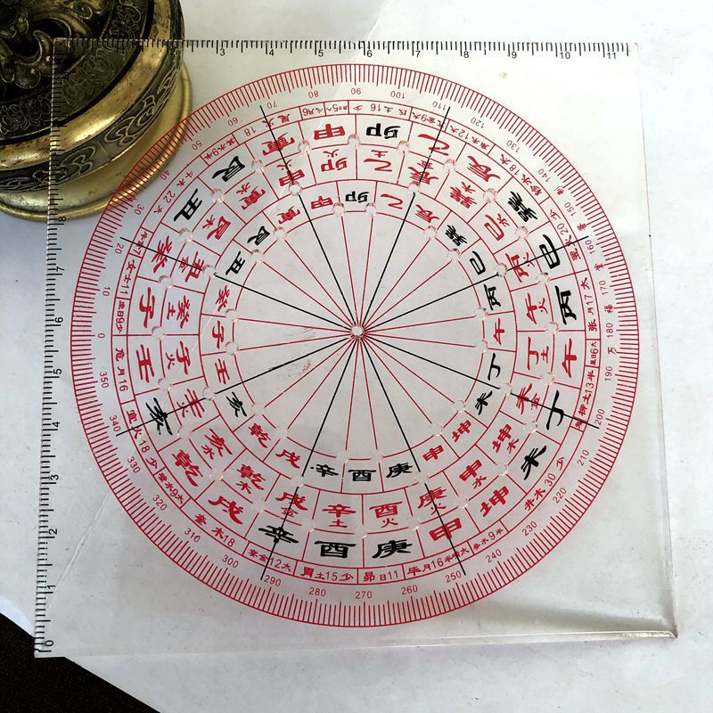 专业立尺高精度透明罗盘立规48孔玄空八宅飞星户型布局尺定制