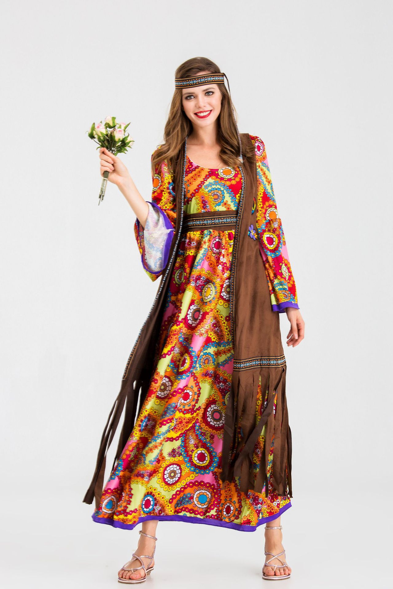 万圣节原始部落女神复古70年代迪斯科嬉皮士hippie costume演出服