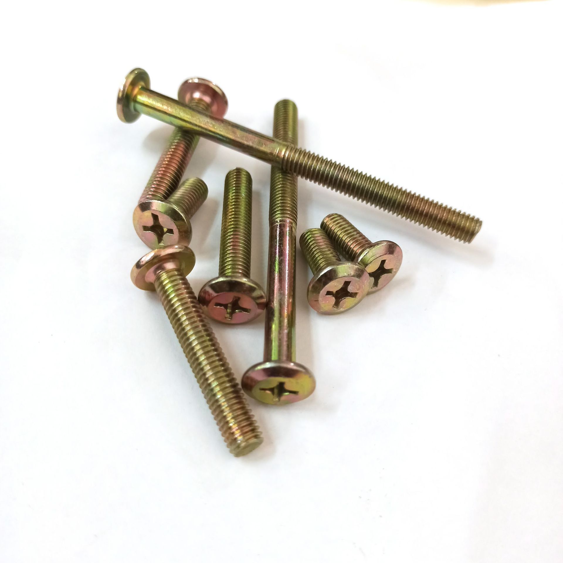 倒边十字螺杆彩锌平头十字m6m8家具螺丝紧固螺丝五彩倒边十字螺丝