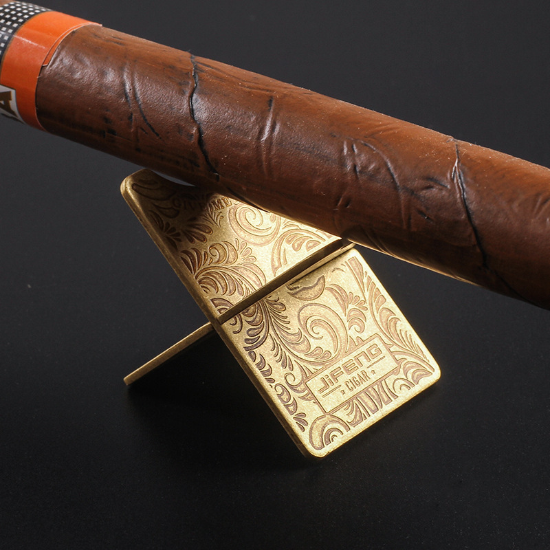 季风雪茄架托便携金属磨花单支雪茄支架雪茄开合架托礼盒装jf099