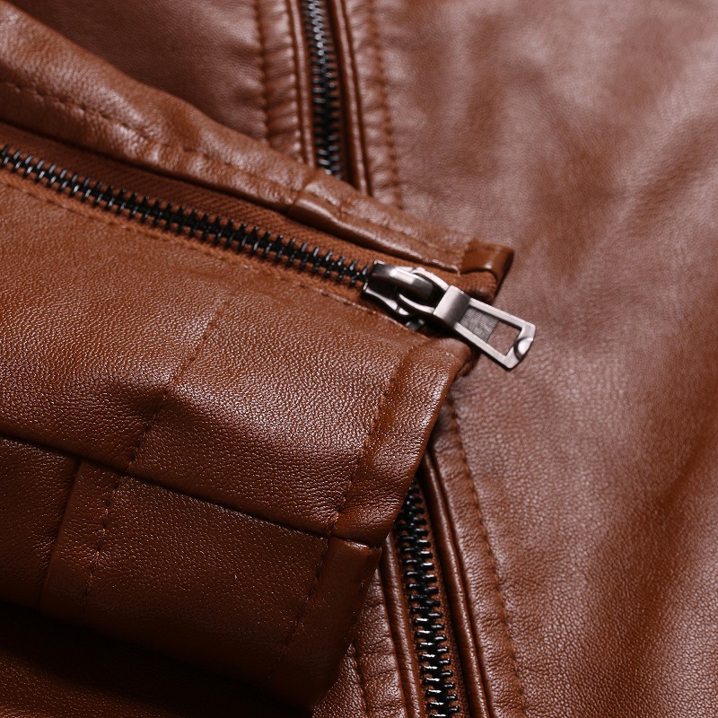 外贸跨境2020秋冬新款男士皮衣时尚潮流拉链装饰机车皮夹克外套男