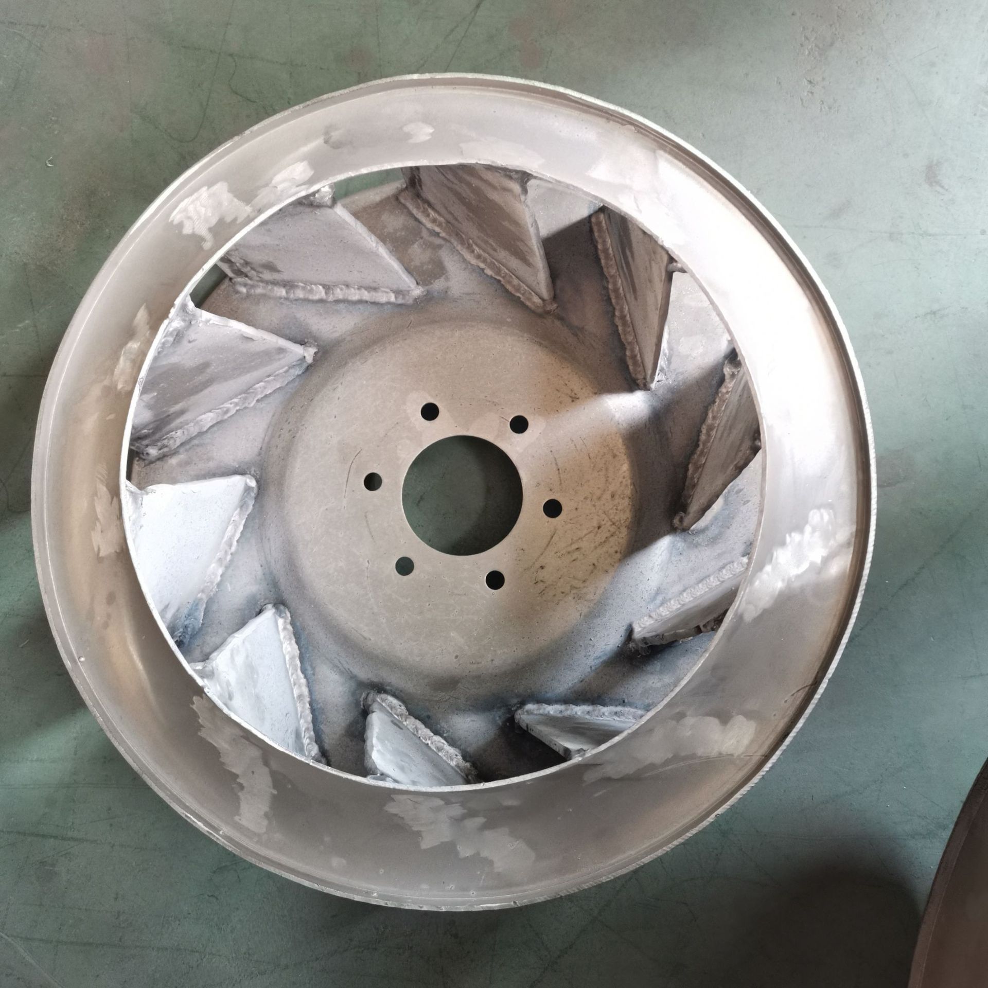 定制 铝合金轮盘轮毂叶轮 高速空心风机叶轮 4-72模压铝合金叶轮