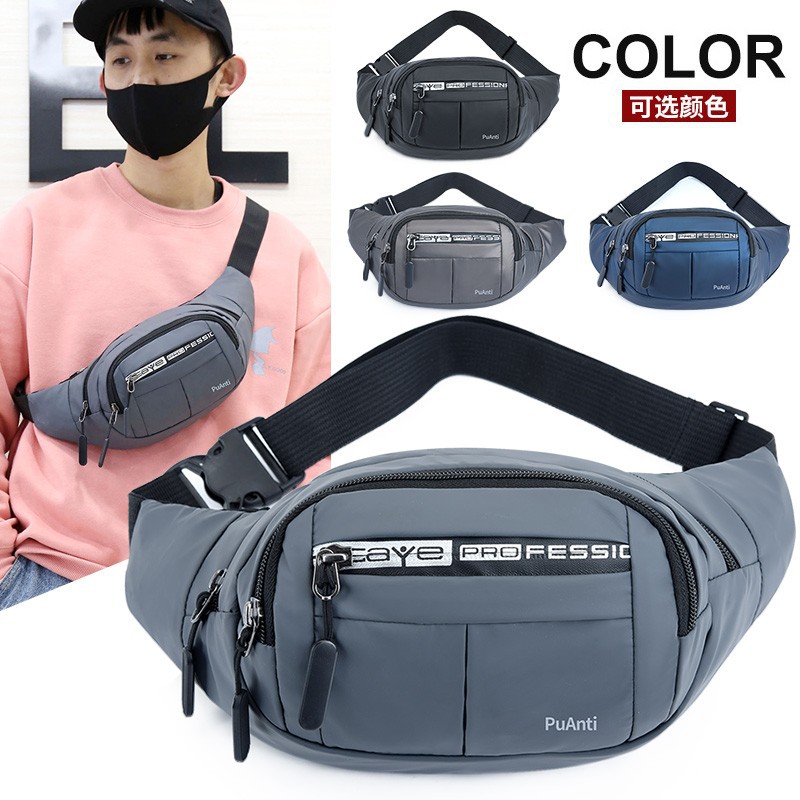 Casual Waist Bag Unisex Waterproof Medium-Sized Multi-Zipper Walking Running Cycling Sports Bag Cash Bags