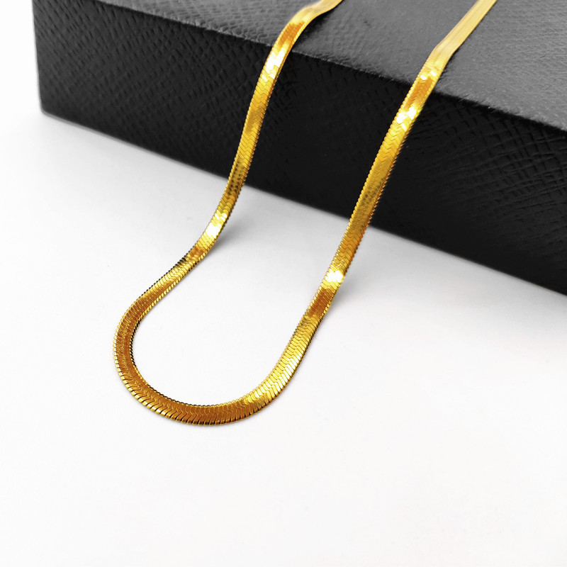 钛钢316l刀片链流行短嘻哈风片片链薄款加密蛇链电18k金玫瑰金