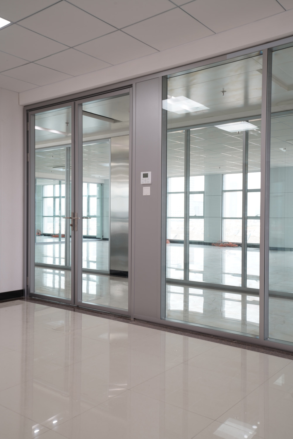 办公通道双玻隔断平开门实验室钢制入户双层玻璃门车间玻璃双开门