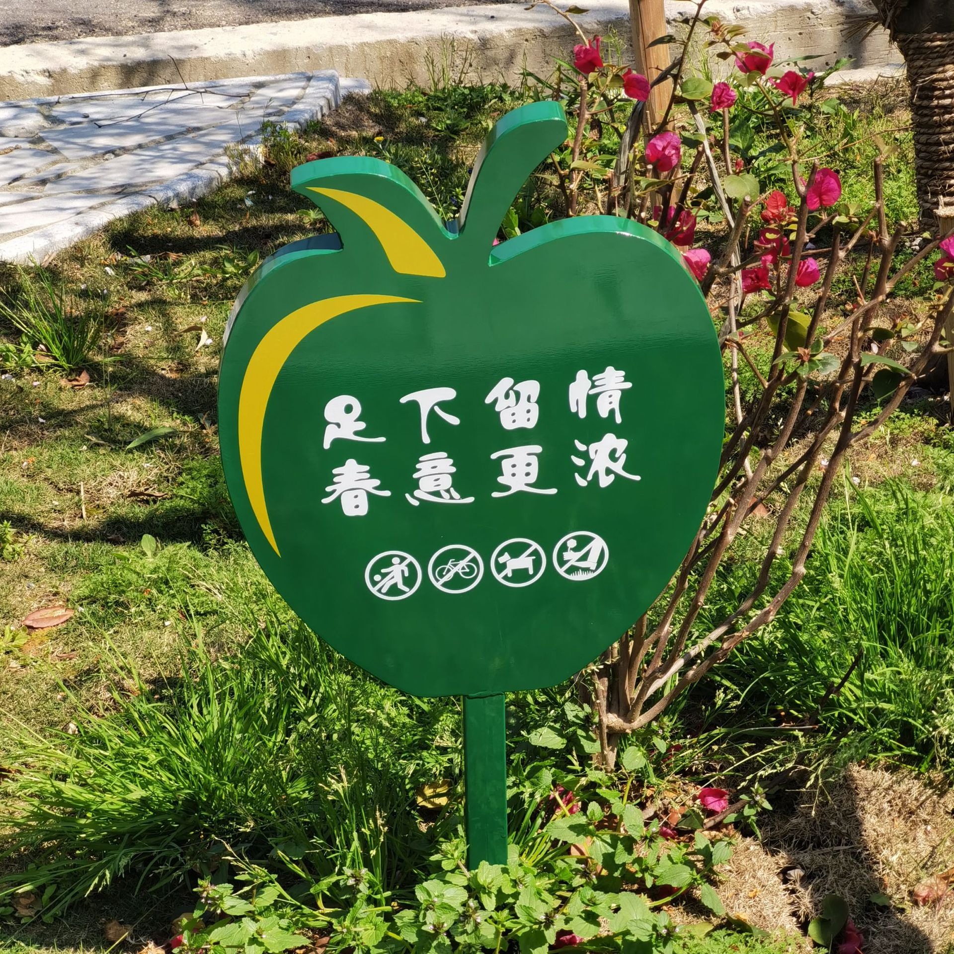 定做户外小草关怀牌草地绿化标识牌 爱护花草树木牌草坪提示警示