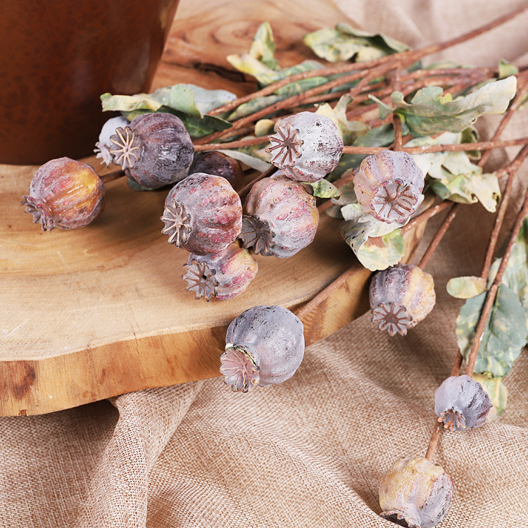 新款单支罂粟果 美式家居装饰品浆果仿真泡沫果 软装家居装饰摆件