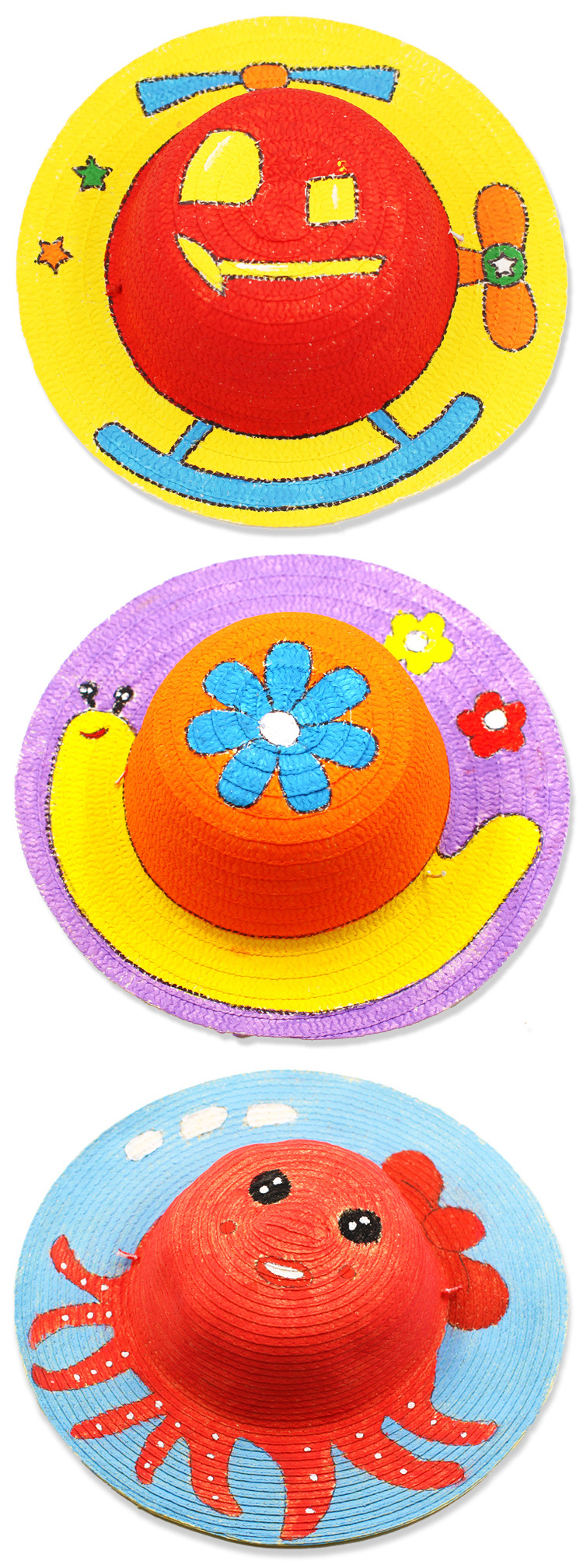 儿童绘画草帽diy涂鸦空白手绘帽子幼儿园创意美术材料环境装饰