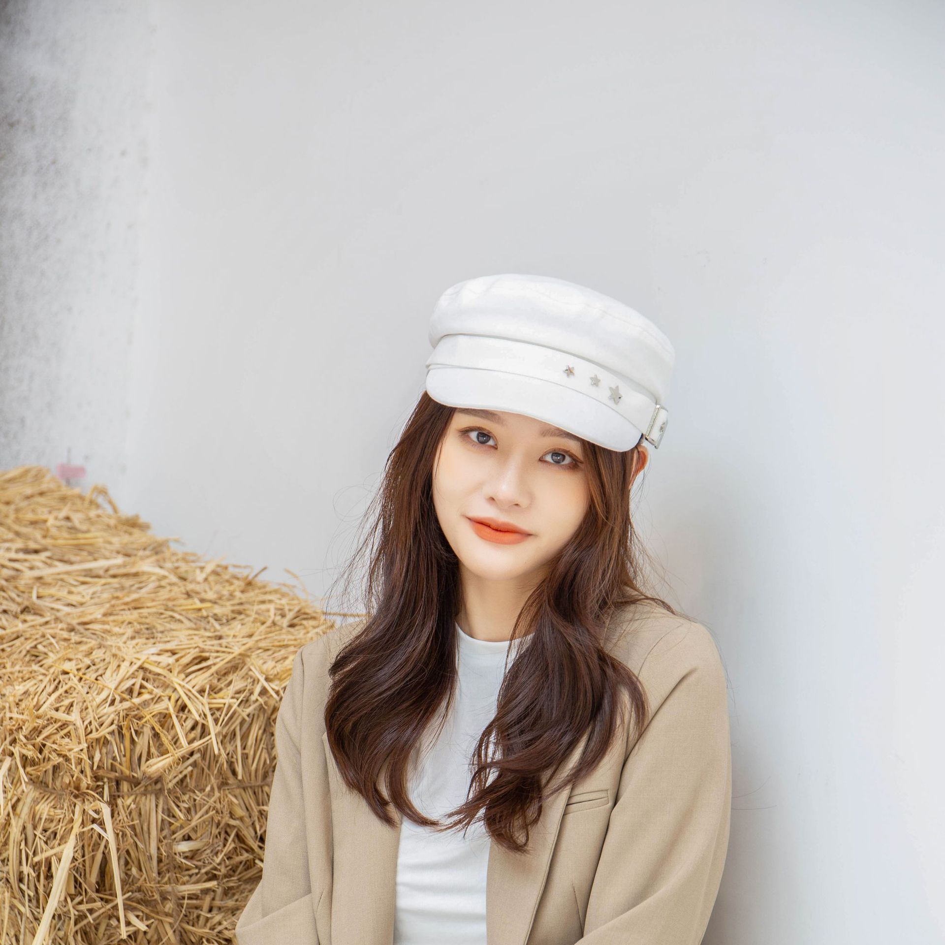 韩版新款五角星海军帽秋季透气棉质遮阳鸭舌帽户外出游街拍八角帽