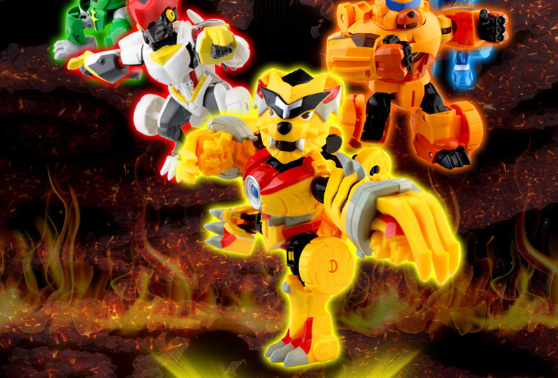 猪猪侠之五灵守卫者铁拳虎合体套装火焰鹤儿童男孩变形机器人玩具