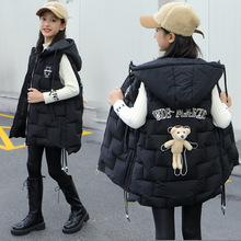 女童加厚棉马甲2021新款洋气中大童外穿韩版中长款秋冬季马甲